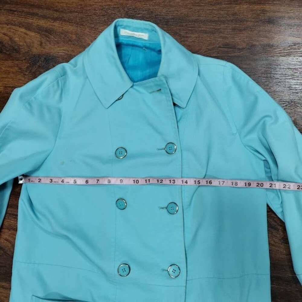 Long Sleeve Double Breasted Longline Trench Coat Light Blue Women's Size M - Picture 9 of 11